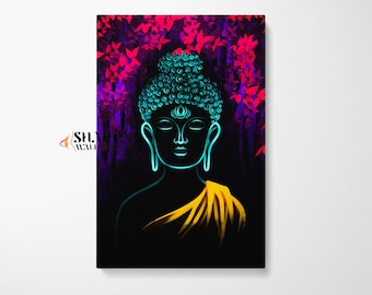 BUDDHA WALL ART Painting, Peaceful Art Print, Spiritual Wall Decor, Colorful Modern Wall Art Prints, Buddha Painting, Above Bed Decor Modern