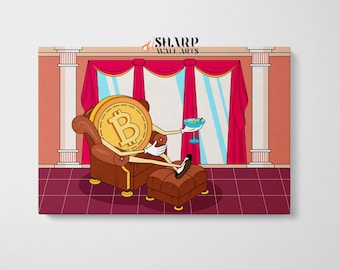 Bitcoin Wall Art – Crypto Canvas Print for Home Office & Trading Room | Modern Blockchain Decor for Traders, Investors, Crypto Fans