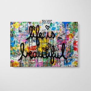 BANKSY LIFE Is BEAUTIFUL Wall Art Banksy Canvas Wall Art Banksy Print Graffiti Wall Art Street Art Pop Art Canvas Pop Art Wall Art Large