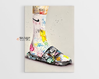 GRAFFITI WALL ART Shoe Poster Painting Banksy Jordan Artwork, Pop Art Wall Art, Street Art Print Gift, Jordan Shoes Print, Pop Art Wall Art