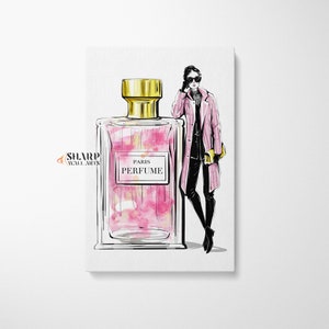 Perfume Canvas, Perfume Bottle Art, Perfume Wall Art, Glam Wall Art, Bathroom Canvas Print, Fashion Canvas Print Framed and Ready to Hang