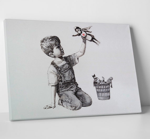 Banksy Wall Art Canvas Print Nurse NHS, Graffiti Wall Art, Banksy Street Art, Home Decor Wall Art, Hospital Wall Art, Office Artwork