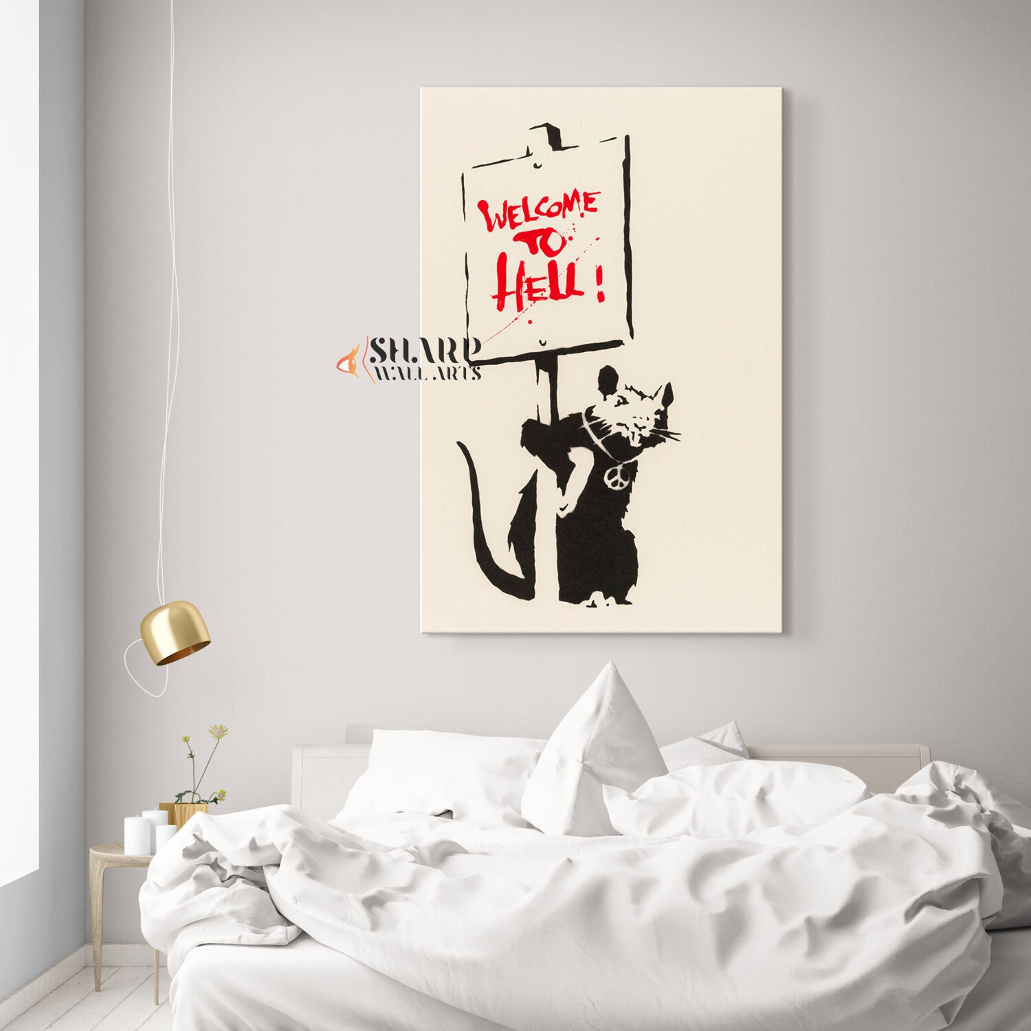 BANKSY WCP ED.50枚限定 人気「WELCOME TO HELL」 Amazon.com: Banksy Welcome To Hell Wall Art Canvas Print