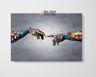 GRAFFITI WALL ART Banksy Holding Hands Unity Artwork Street Art