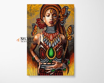 AFRICAN AMERICAN Wall ART Tribal Art Large African Art Print, Black Abstract Art, Black Art Paintings, Black Culture Art, African Wall Decor