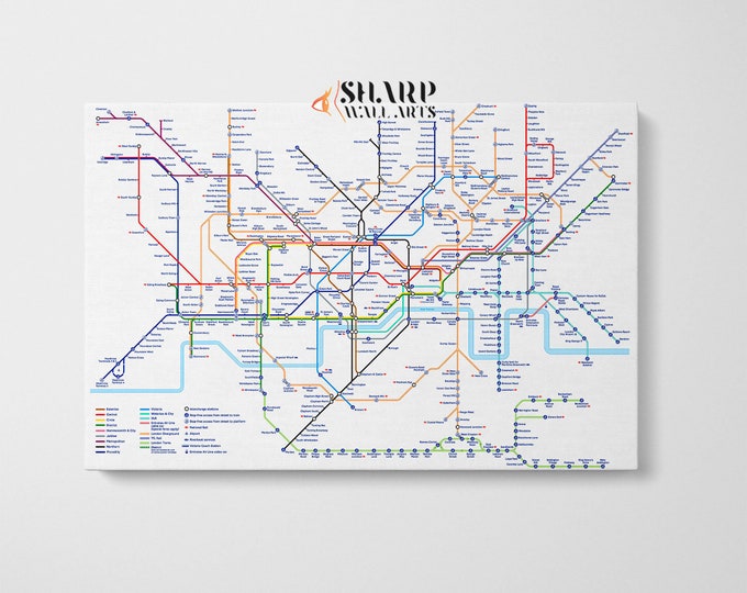 LONDON UNDERGROUND MAP Wall Art Canvas Print London Tube Map Large London Subway Map Print London Wall Art London Gifts London Tube Poster