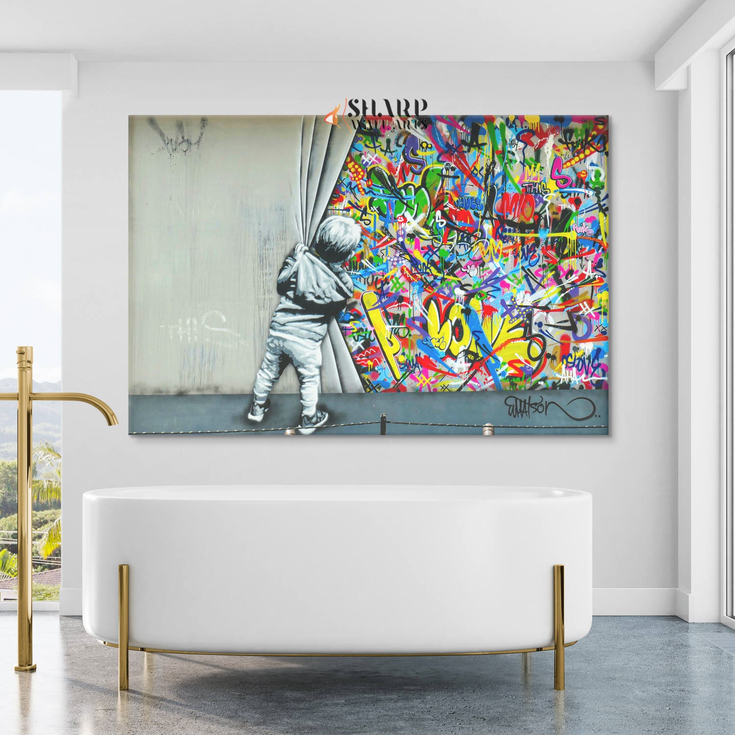 BEHIND THE BEAT & BANKSY（セット売り） BANKSY BEHIND the CURTAIN Banksy Wall Art Banksy Canvas Graffiti
