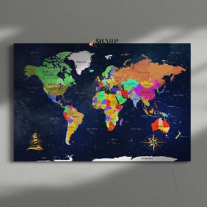 WORLD MAP CANVAS Wall Art Print, Large World Map Wall Art, Kids World Map, Playroom Or Nursery Wall Decor Extra Large Wall Art, Unique Decor