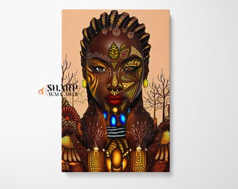AFRICAN AMERICAN ART Tribal Art, Large African Art Print, Black Abstract Art, Black Art Paintings, Black Culture Art, African Wall Decor