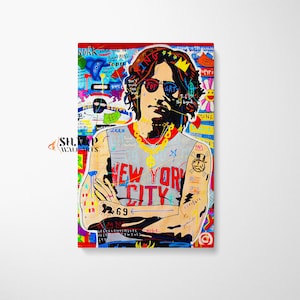 JOHN LENNON PRINT Pop Art Wall Art Banksy Style Artwork Famous People Art Graffiti Wall Art Street Art Canvas Large Pop Art Print