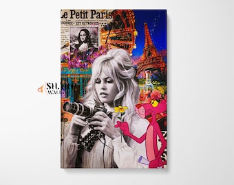 BRIGITTE BARDOT DRUK Modna sztuka ścienna Dzieło sztuki inspirowane Banksy'm Graffiti Sztuka uliczna Druk Sztuka ścienna Hollywood Duża sztuka ścienna Pop Art na płótnie