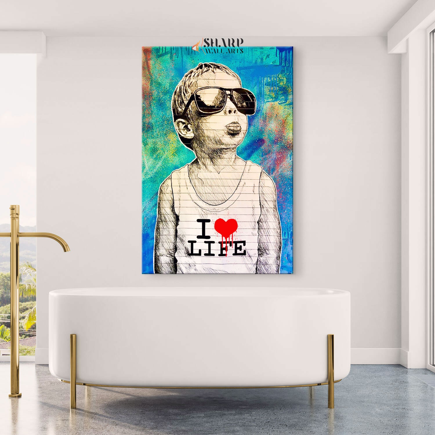 BANKSY WALL ART Banksy Canvas Banksy I Love Life Banksy Love