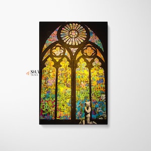 BANKSY WALL ART Banksy Canvas Banksy Boy at Church Banksy Graffiti Street Art Pop Art Canvas Pop Art Wall Art Graffiti Wall Art Large