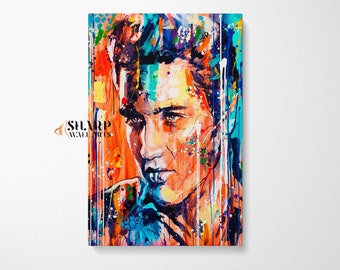 ELVIS PRESLEY CANVAS King of Rock And Roll Art Elvis Presley Gifts Famous People Art Large Pop Art Wall Art Music Wall Art Elvis Art Decor