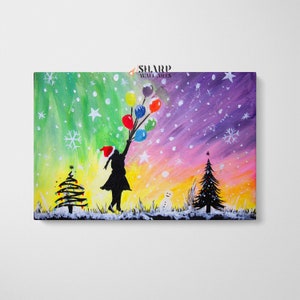 Banksy Christmas Flying Balloon Girl Canvas Wall Art, Banksy Balloon, Banksy Girl, Banksy Wall Art, Banksy Canvas, Banksy Street Art