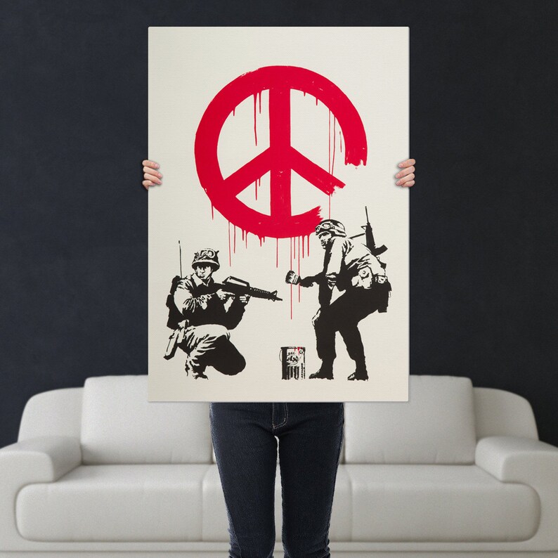Banksy Canvas Banksy Wall Art Banksy Print Banksy Graffiti Etsy