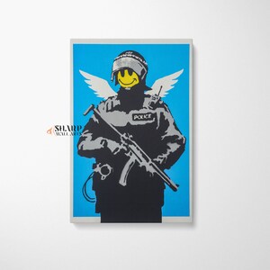 Banksy Flying Copper, Banksy Smiley Cop, Banksy Happy Copper, Banksy Wall Art Canvas, Banksy Graffiti Art, Banksy Famous Art, Banksy Arts