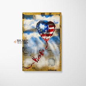 BANKSY WALL ART Banksy Balloon Banksy Print July 4th Balloon American Flag Wall Art Graffiti Wall Art Street Art Canvas Modern Pop Art Print