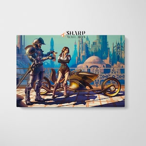 STEAMPUNK DECOR Wall ART Steampunk Motorcycle Art Industrial Wall Art Large Victorian Decor Vintage Art Prints Retro Futuristic Art Antique