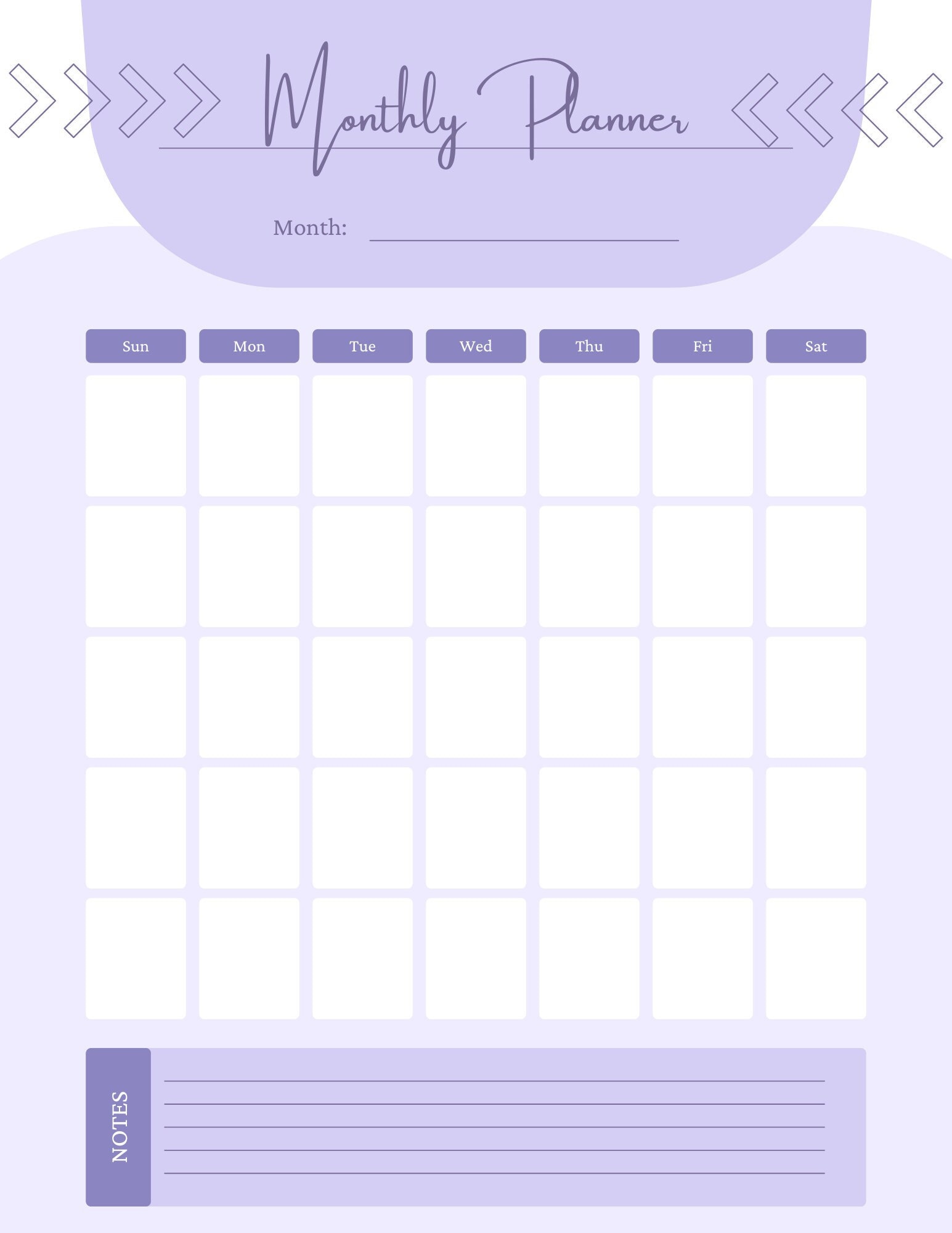 Monthly Planner Digital Download- Printable- Violet - Etsy