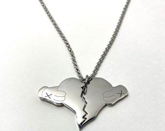 A Broken Heart Chain Couple Paired Magnetic Broken Heart Pendant