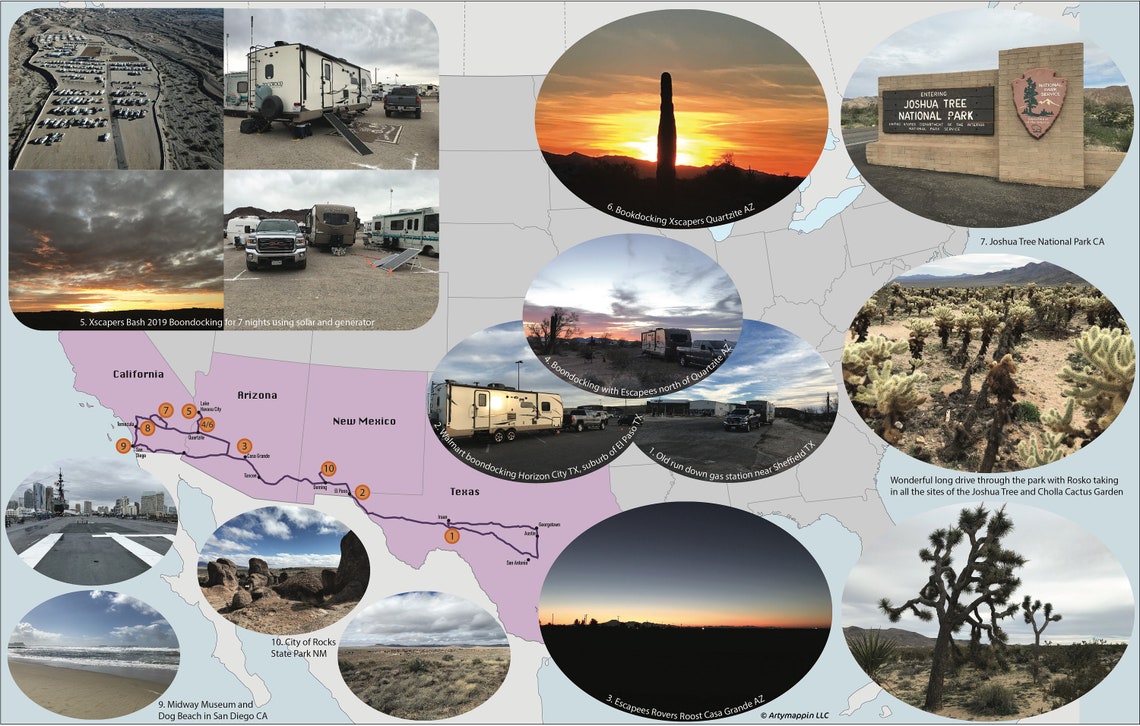 RV Travel Map Road Trip Map Summer Vacation Map Etsy