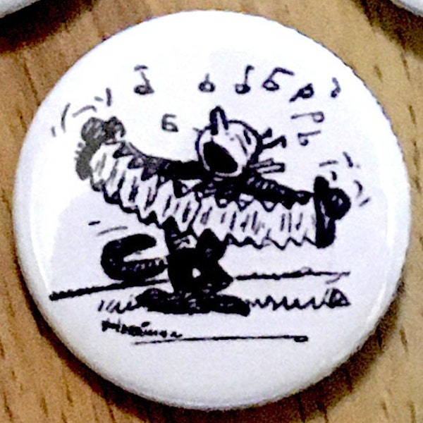 Krazy Kat Accordion Button/Badge (Sunday, Feb 27, 1921 Concertina Cat Cartoon)