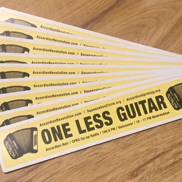 One Less Guitar accordion stickers! (One or more stickers)