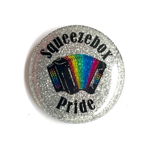 Squeezebox Pride! Rainbow Accordion with Glitter Pin/Badge