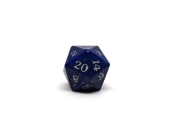 Single Stone D20 - Lapis Lazuli - Silver Signature Font