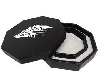 Wolf Dice Tray - 8 Inch Design with Dice Staging Area and Lid