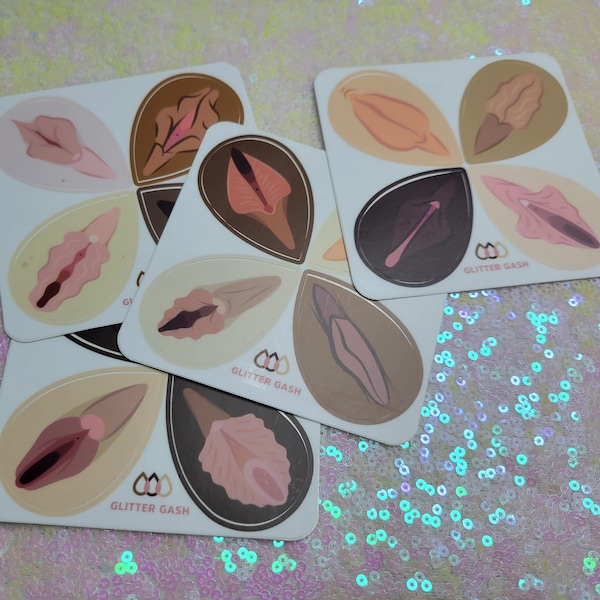 Vulva Sticker Sheets: 4 Different Designs, 3.5x3.5, Vulva Vagina Art, Feminist Art, Sticker, Art, Female Empowerment, Genitalia, Stickers