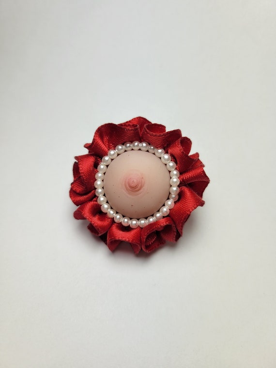 Breast Pin Brooch, Pearl Lace Boob Brooch, Female  display picture 3