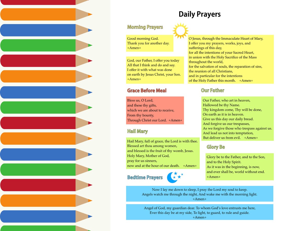 Catholic Kids Daily Prayer Tracker | 8.5” X 11” Printable - Etsy