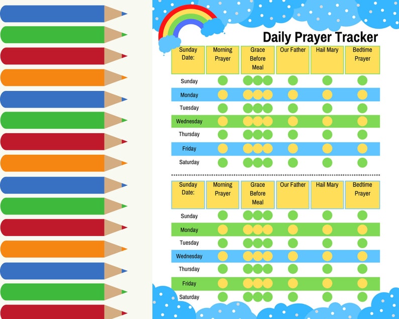 Catholic Kids Daily Prayer Tracker | | Rainbow Kids Journal | Prayer ...