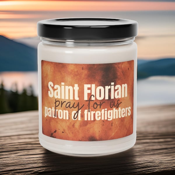 Saint Florian Patron of Firefighters Catholic Prayer Candle, Saint Candle, Traditional Catholic Gifts, Firefighter Blessing Prayer