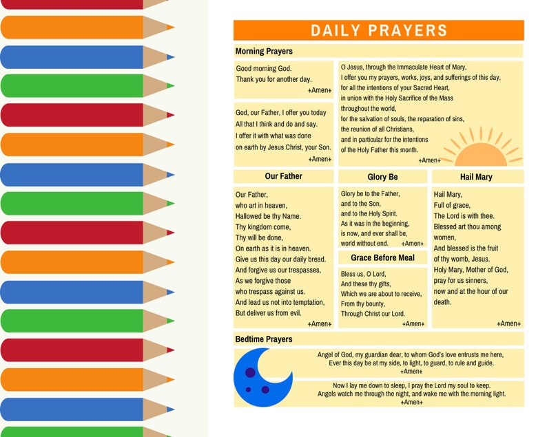 Catholic Kids Daily Prayer Tracker | | Rainbow Kids Journal | Prayer ...