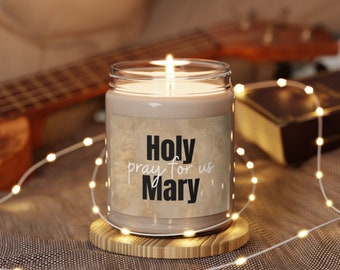 Holy Mary Pray for Us Scented Soy Candle 9oz | Catholic Home Decor | Confirmation Gift for Girl