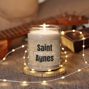 Saint Agnes Pray for Us Scented Soy Candle, 9oz | Catholic Home Decor | Confirmation Gift for Girl