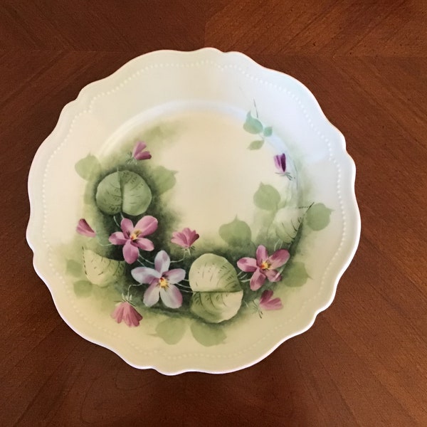 Antique German Hand Painted Floral Porcelain Plate