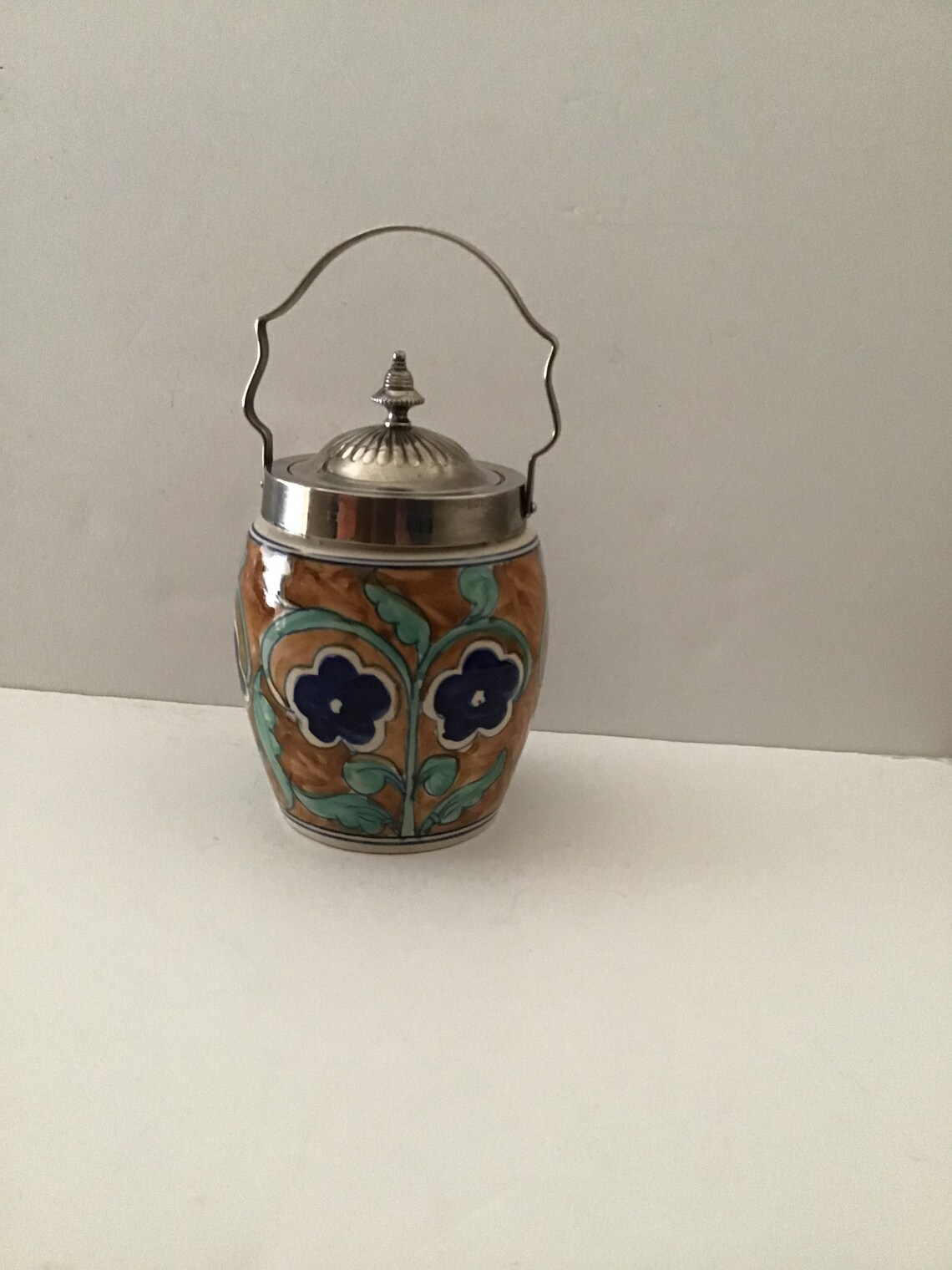 Decorative Ceramic Jar with Metal lid and Handle Etsy