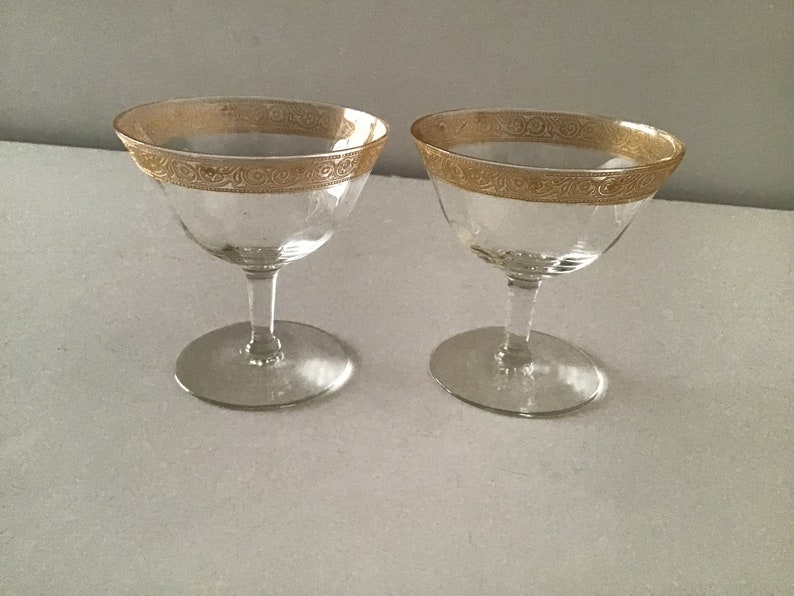 Antique Goldrimmed Crystal StemwarePair Etsy