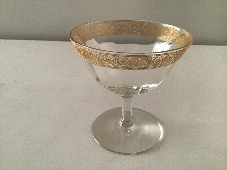 Antique Goldrimmed Crystal StemwarePair Etsy