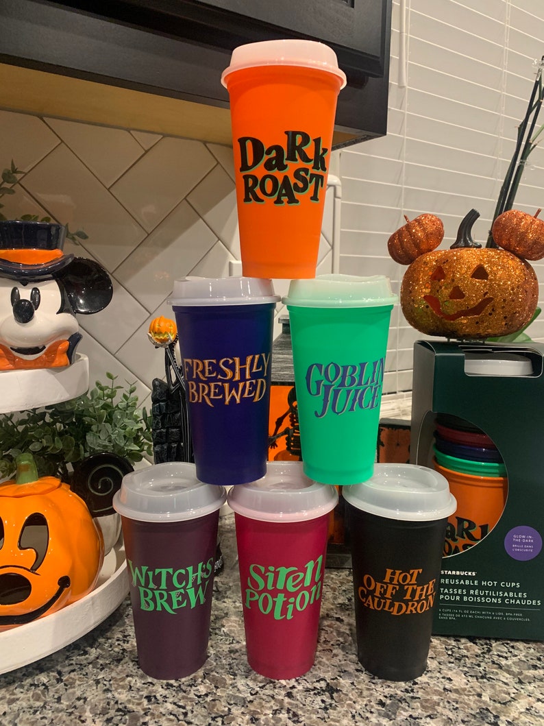 Starbucks new 16oz halloween hot cups with glow in the dark Etsy