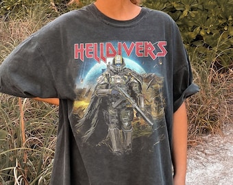 Chemise tête de mort Helldivers 2 - T-shirt Helldivers 2, T-shirt Helldivers 2, parodie, homme, unisexe et femme, T-shirt couleurs confort