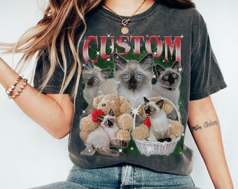 Custom Comfort Colors Pet TShirt, Retro Cat Shirt, Personalized Pet Shirt, 90s shirt, Women Tee, Vintage Special Wash Oversized Shirt Unisex