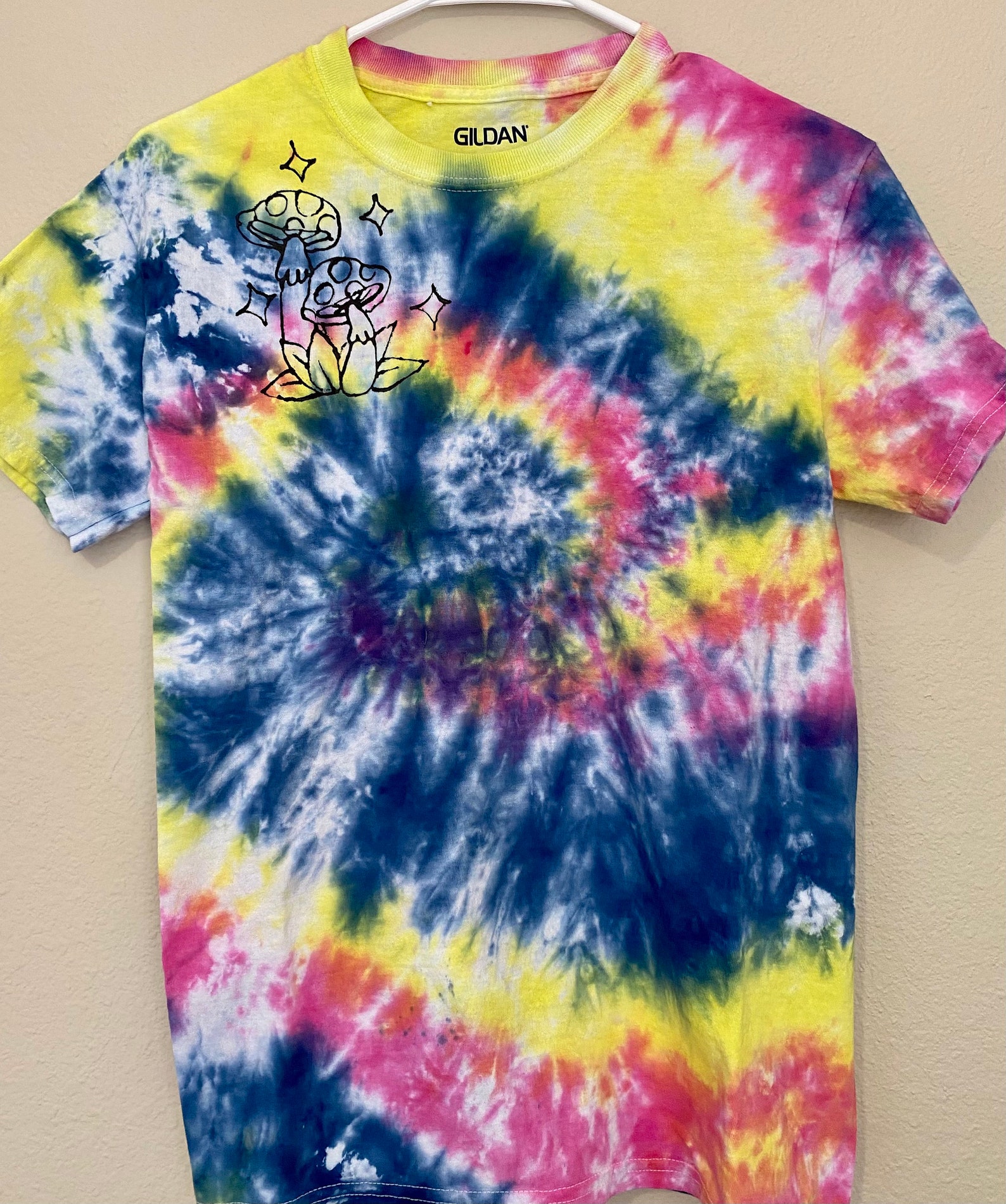 Mushroom tie dye t shirt size: unisex small | Etsy