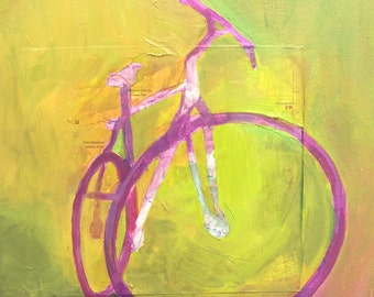 Road Bike Ride - fine art Gicleé print. bike/ sports art/ square dimension/ home decor/ series collection
