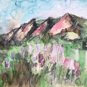 Lilac Flatirons - Archival Fine Art Gicleé print.  Chautauqua, Flatirons, Boulder, Colorado. Home decor // wall art// gallery collection