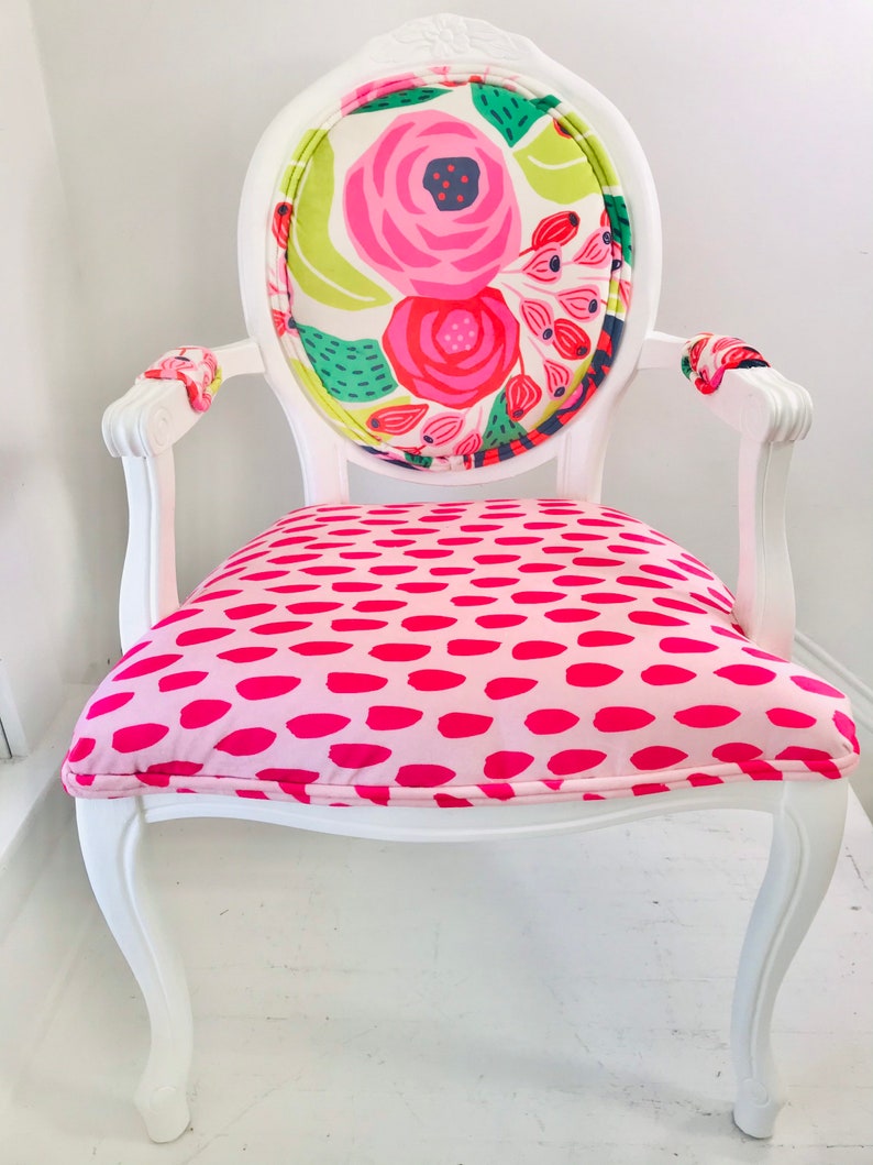 Pink Art Floral French Armchair - Etsy